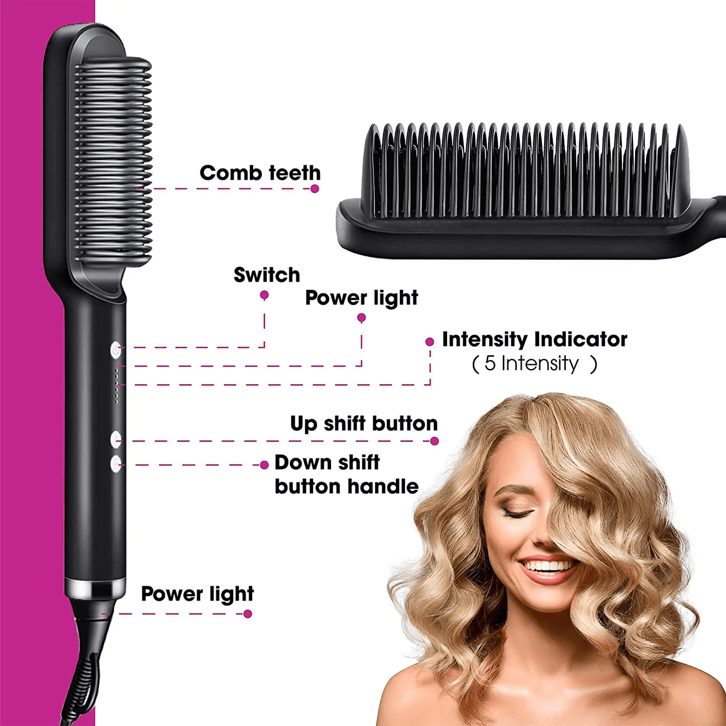 2-in-1 Hair Straightener Brush