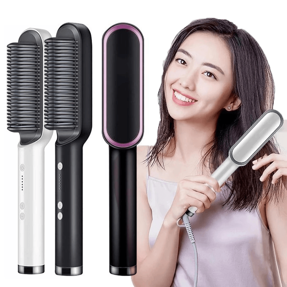 2-in-1 Hair Straightener Brush