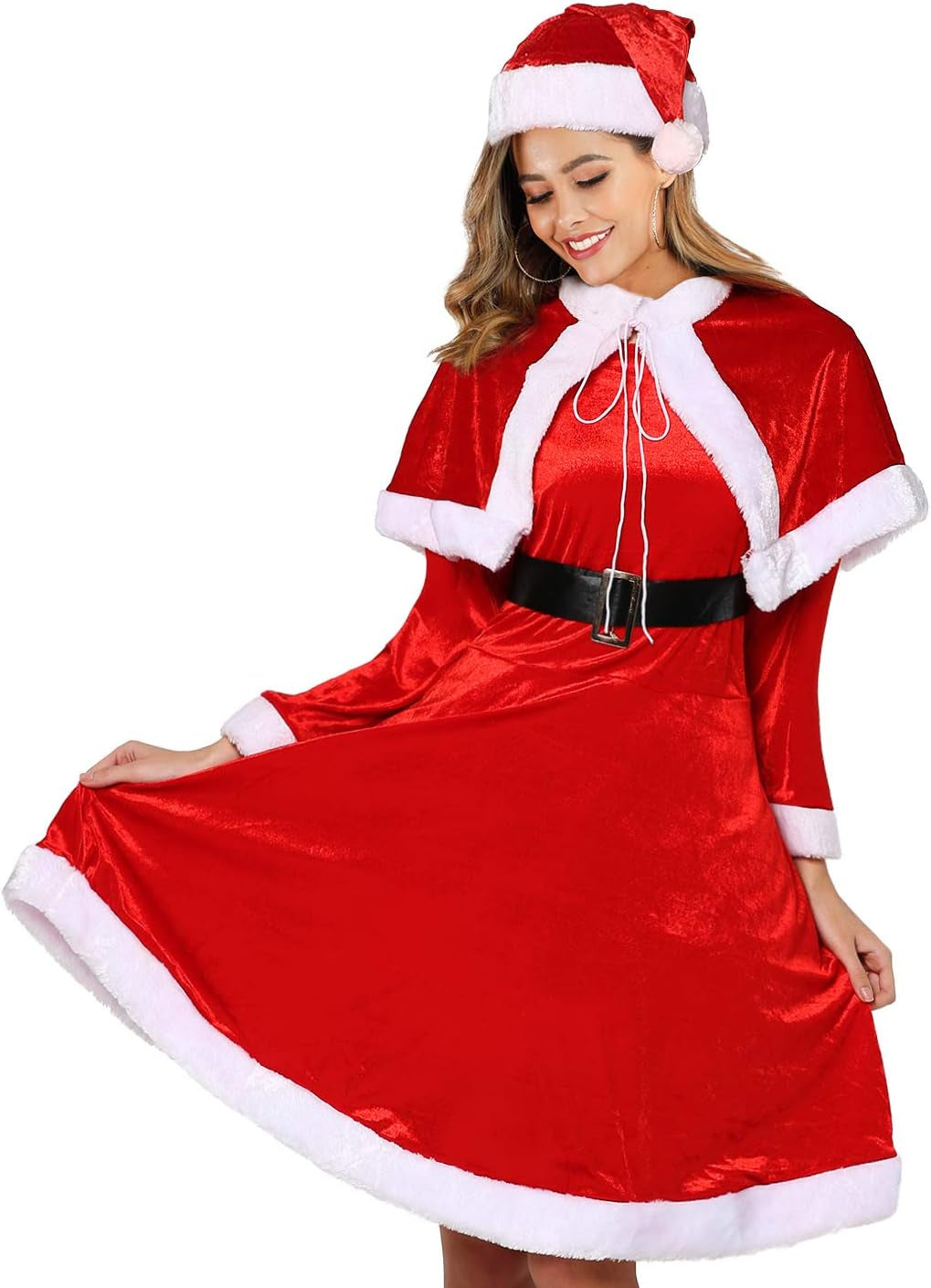 Women Christmas Santa Costume Mrs Claus Dress