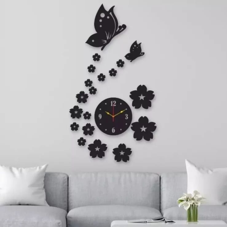 Acrylic Butterflies Wall Clock