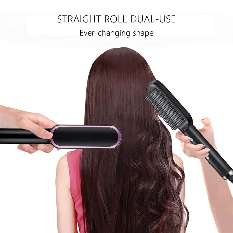 2-in-1 Hair Straightener Brush