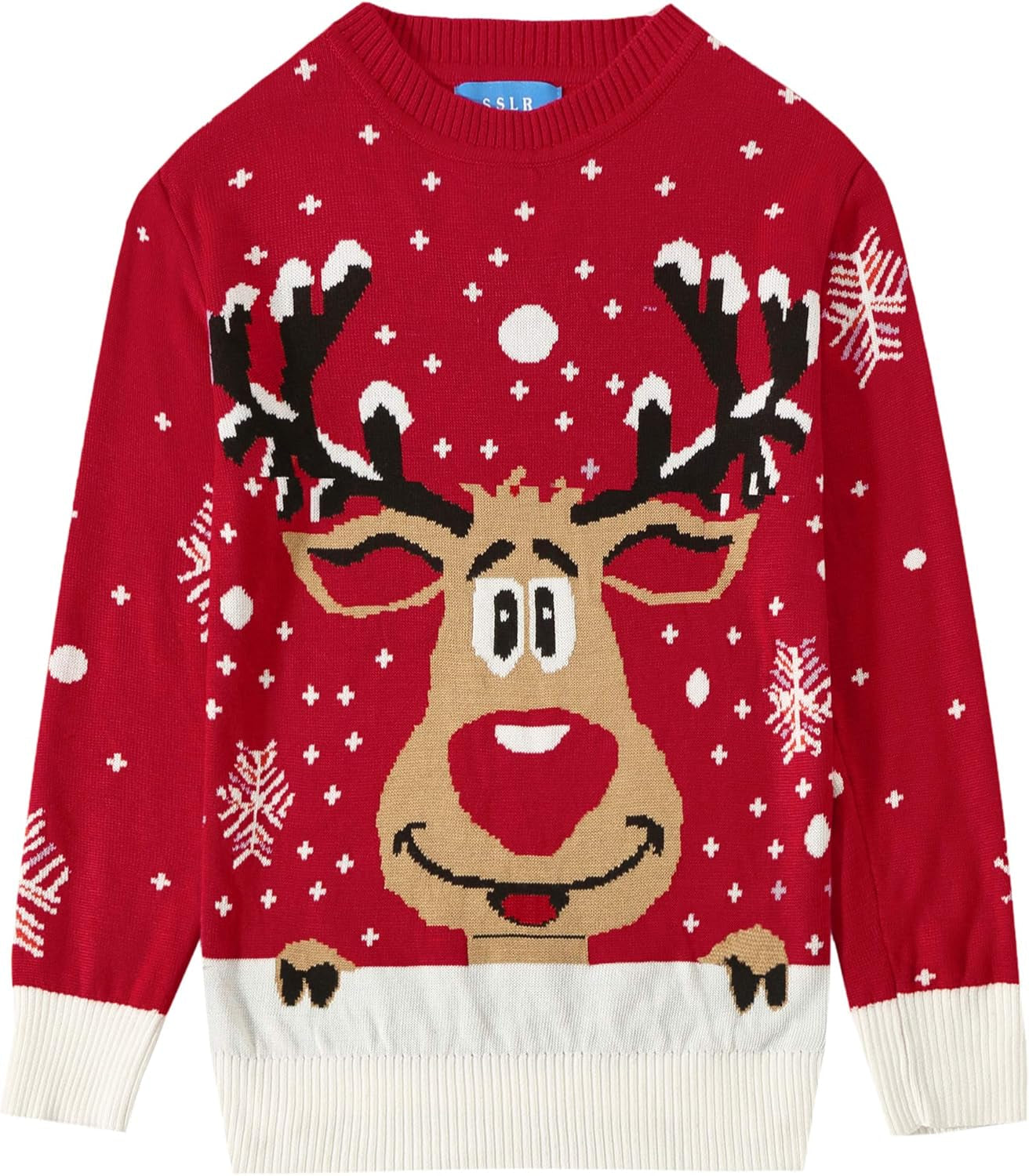 Youth Big Boys Ugly Christmas Sweater Funny Holiday Sweater Santa Clause Reindeer Pullover Knitted Cute