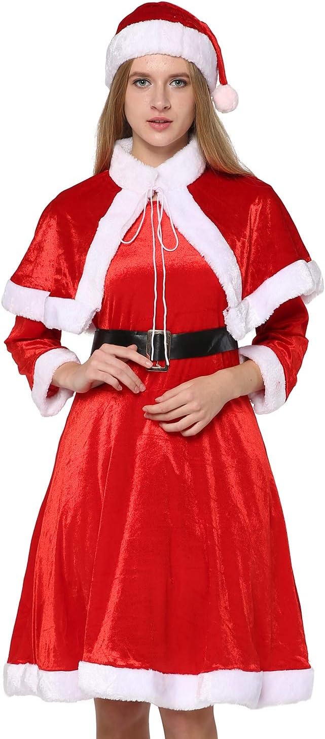 Women Christmas Santa Costume Mrs Claus Dress