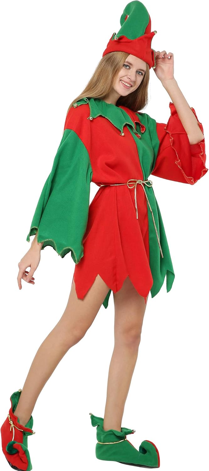 Women Christmas Santa Elf Costume for Christmas Party