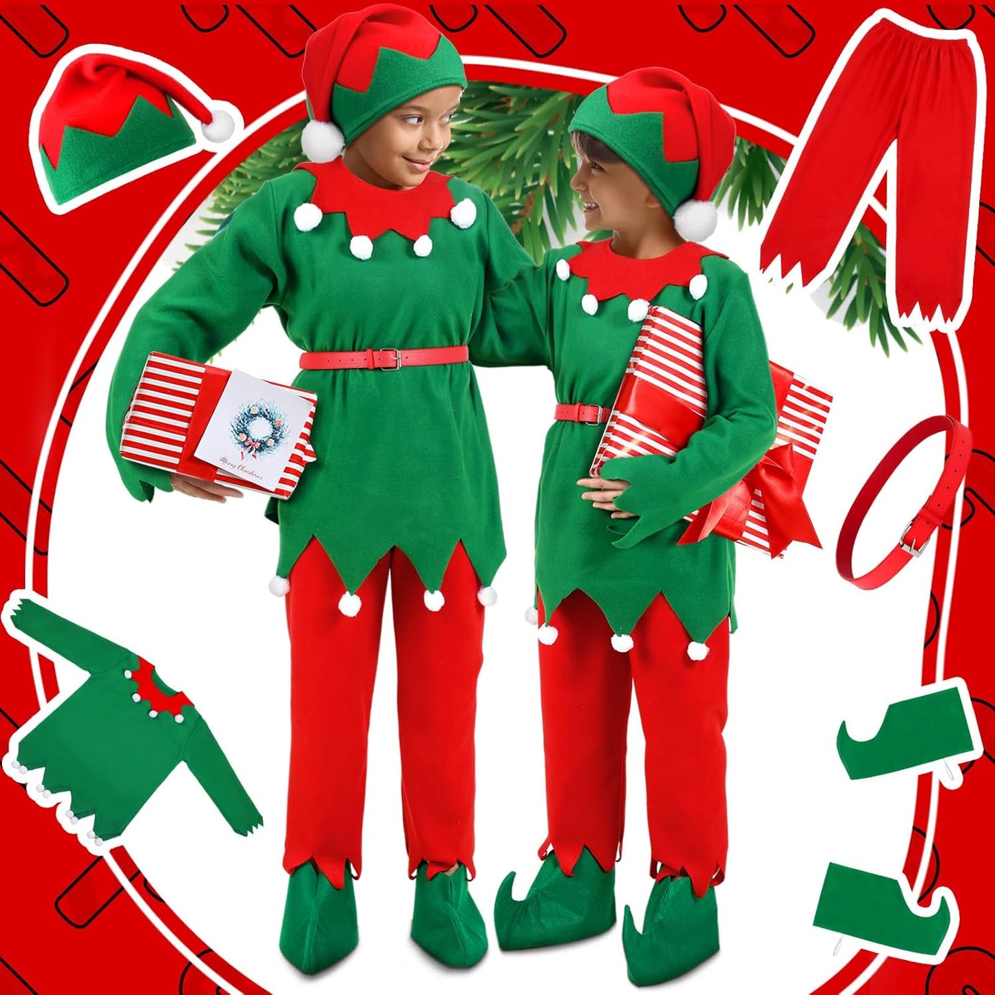 Kids Christmas Elf Costumes Boys Elf Dress up Xmas Outfits for Kids Cosplay