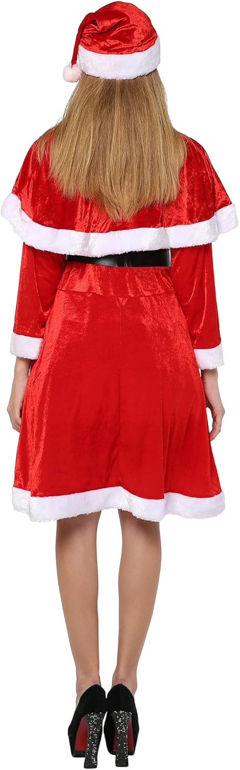 Women Christmas Santa Costume Mrs Claus Dress