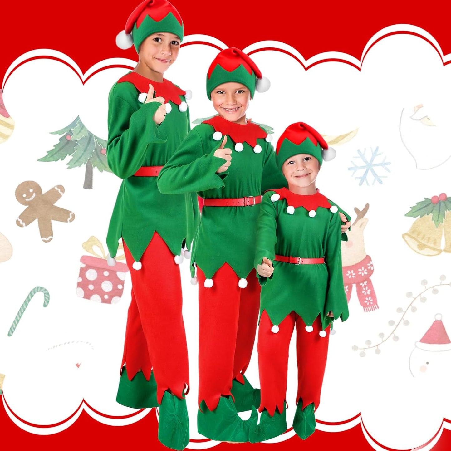 Kids Christmas Elf Costumes Boys Elf Dress up Xmas Outfits for Kids Cosplay