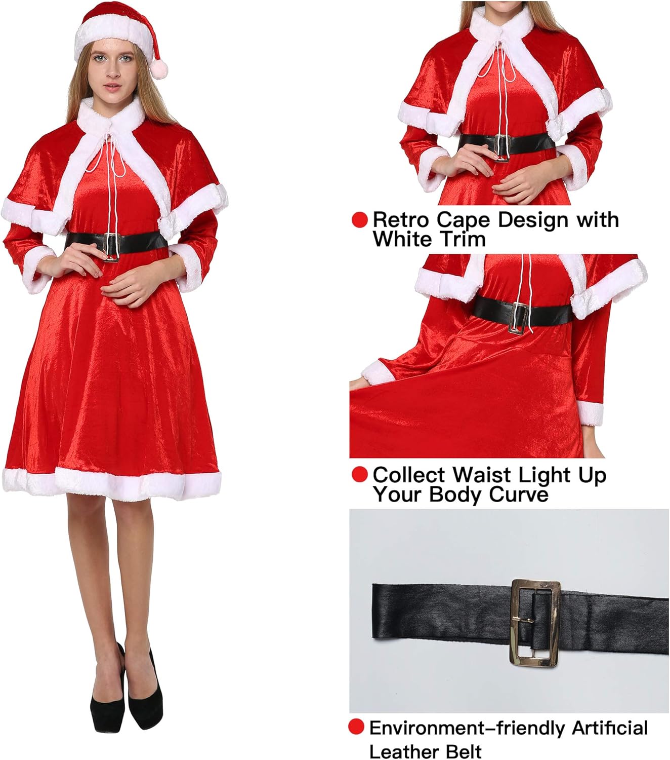 Women Christmas Santa Costume Mrs Claus Dress