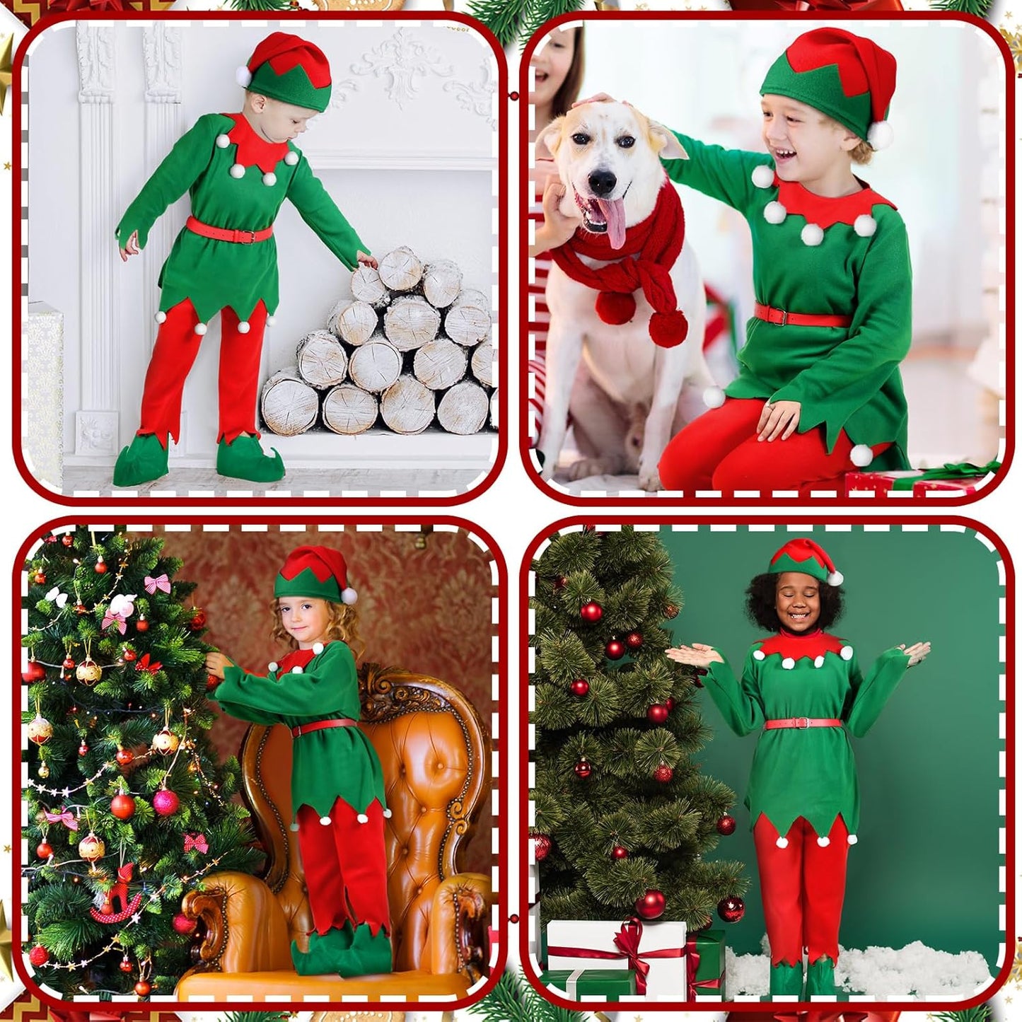 Kids Christmas Elf Costumes Boys Elf Dress up Xmas Outfits for Kids Cosplay