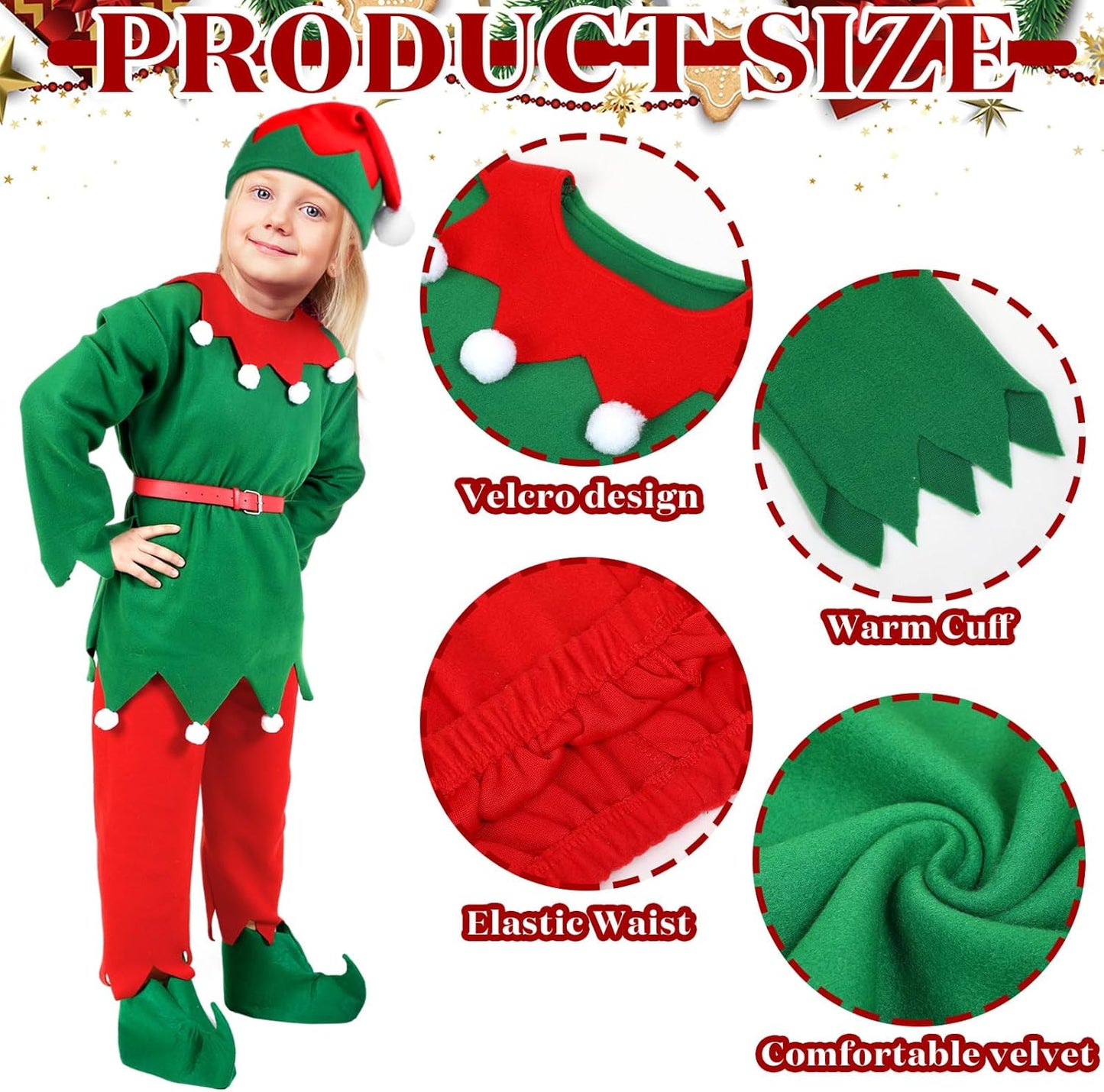 Kids Christmas Elf Costumes Boys Elf Dress up Xmas Outfits for Kids Cosplay