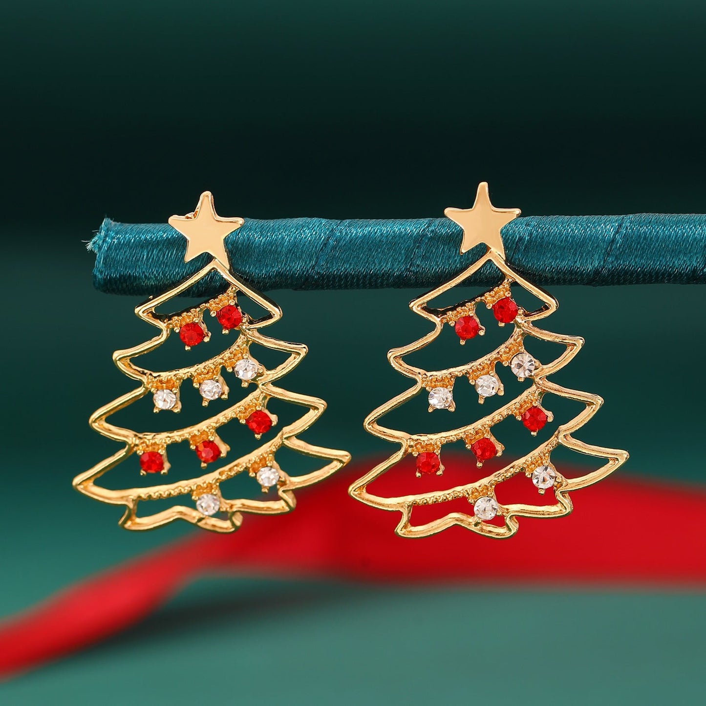 Zircon Christmas Tree Earrings