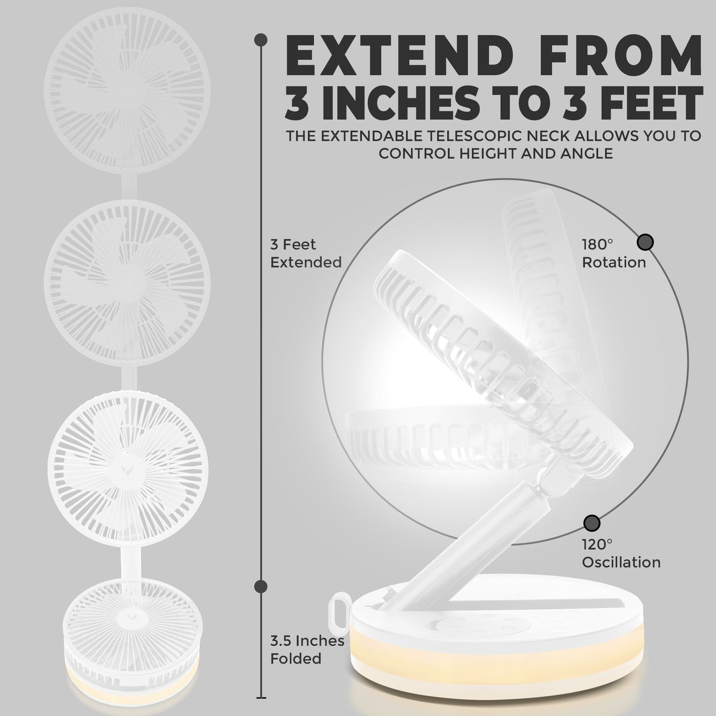 Telescopic Folding Floor Fan 3 Gears Summer Silent Desktop Retractable Fan For Office Bedroom School Usb Ventilator