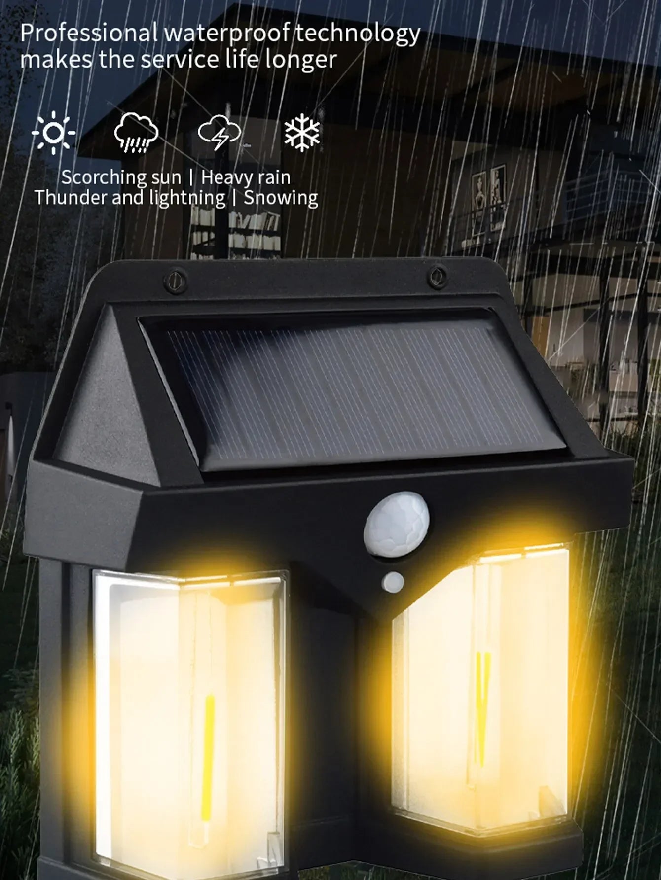 New Model Of Double Wall Lamp Solar Powered Light/ Solar Tungsten Night Lamp with Smart Motion Sensor, Wall Lamp, Waterproof Lantern for Patio, Garden Decor, 3 Lighting Modes