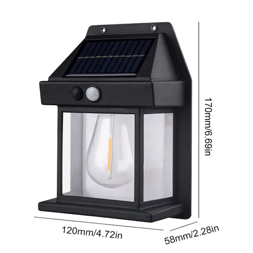 New Solar Tungsten Wall Lamp Three Modes Outdoor Villa Garden Courtyard Waterproof Decoration Induction Lantern Small Night Lamp