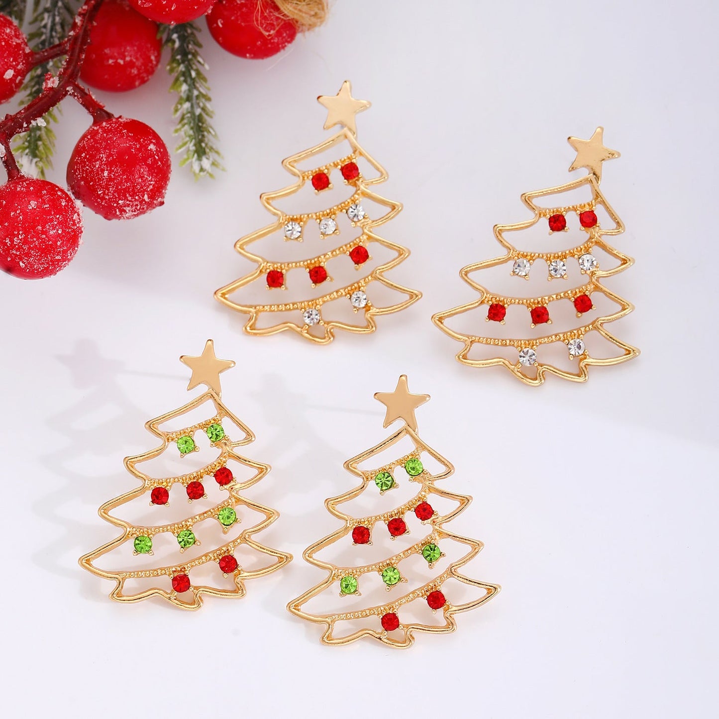 Zircon Christmas Tree Earrings