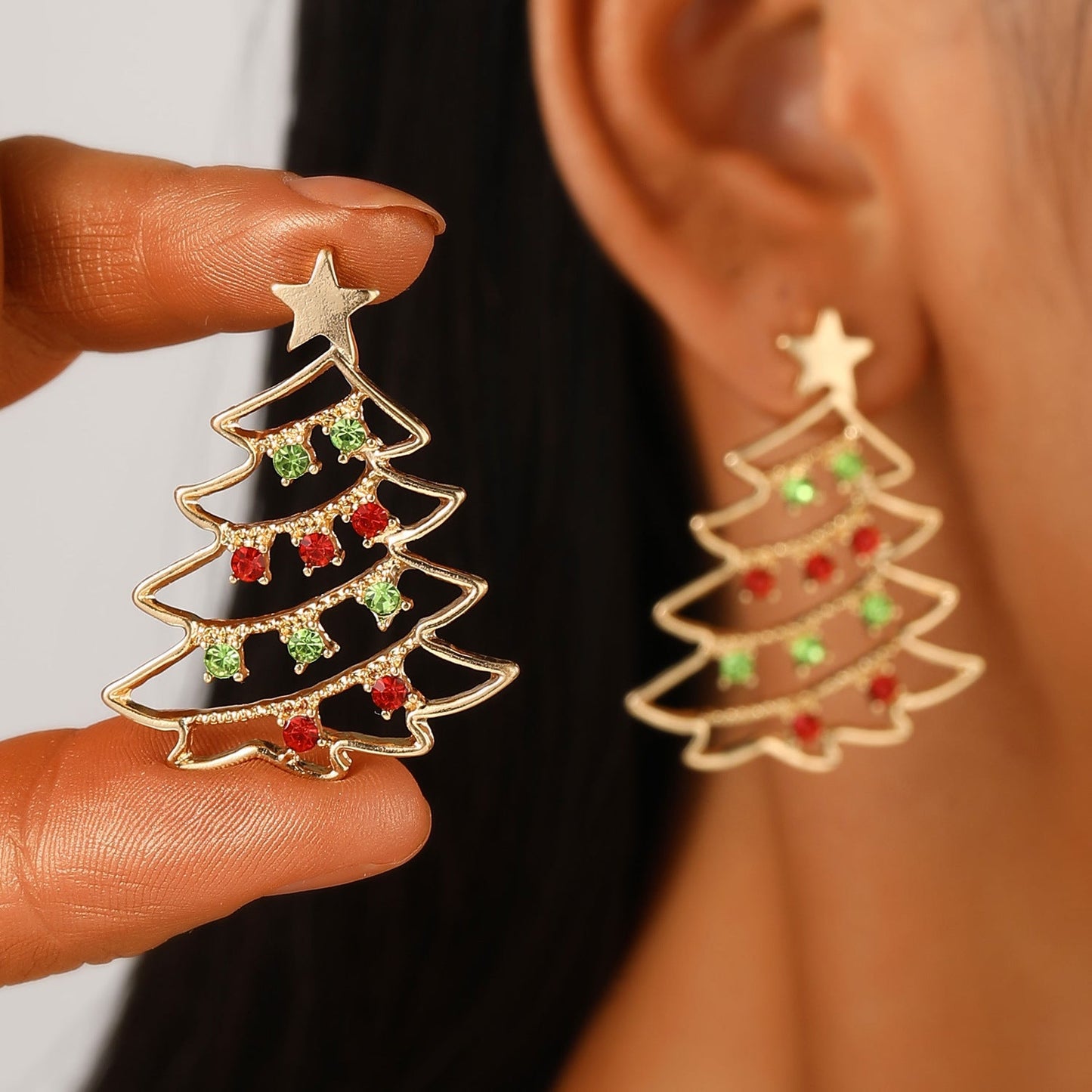 Zircon Christmas Tree Earrings