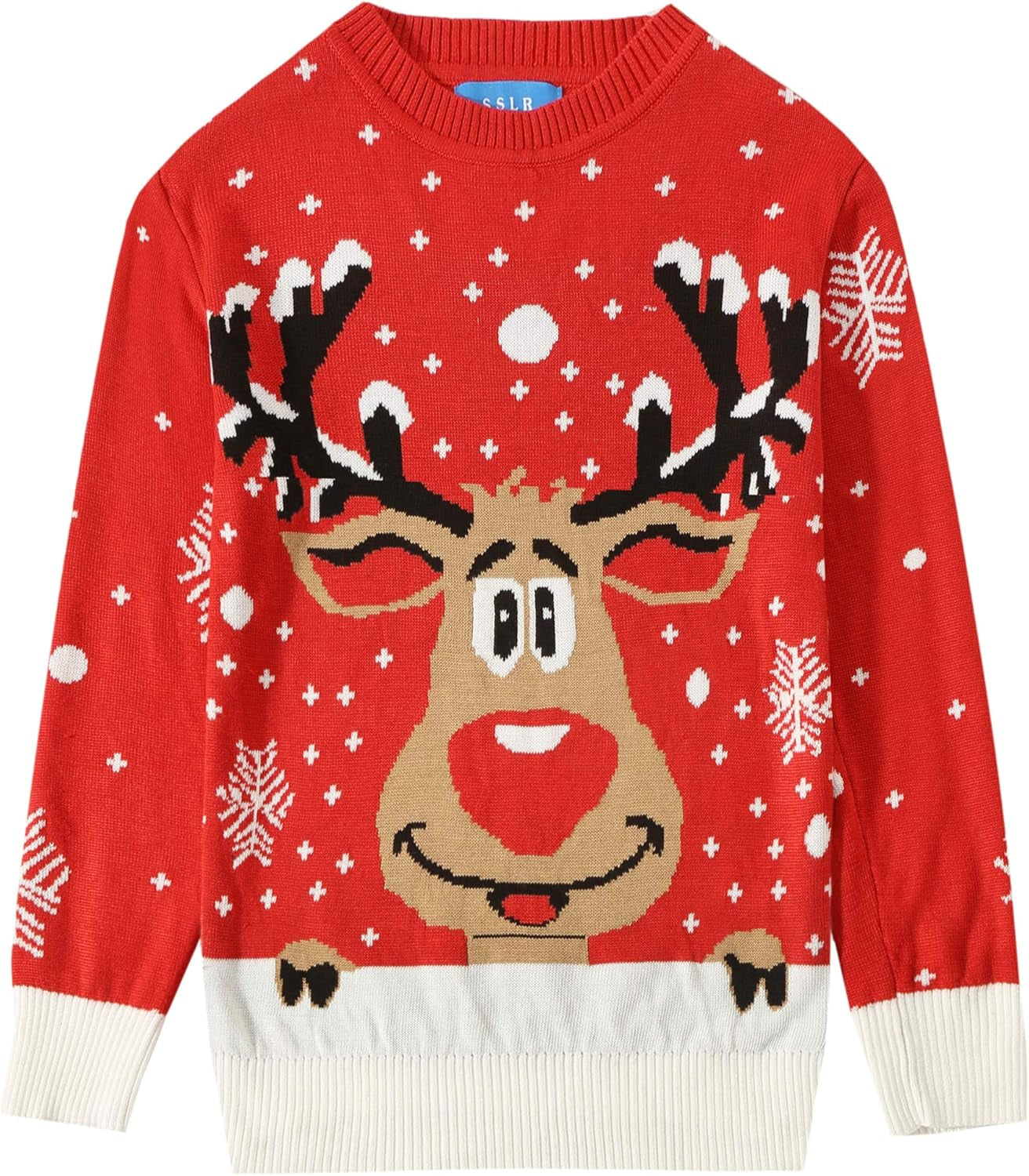 Youth Big Boys Ugly Christmas Sweater Funny Holiday Sweater Santa Clause Reindeer Pullover Knitted Cute