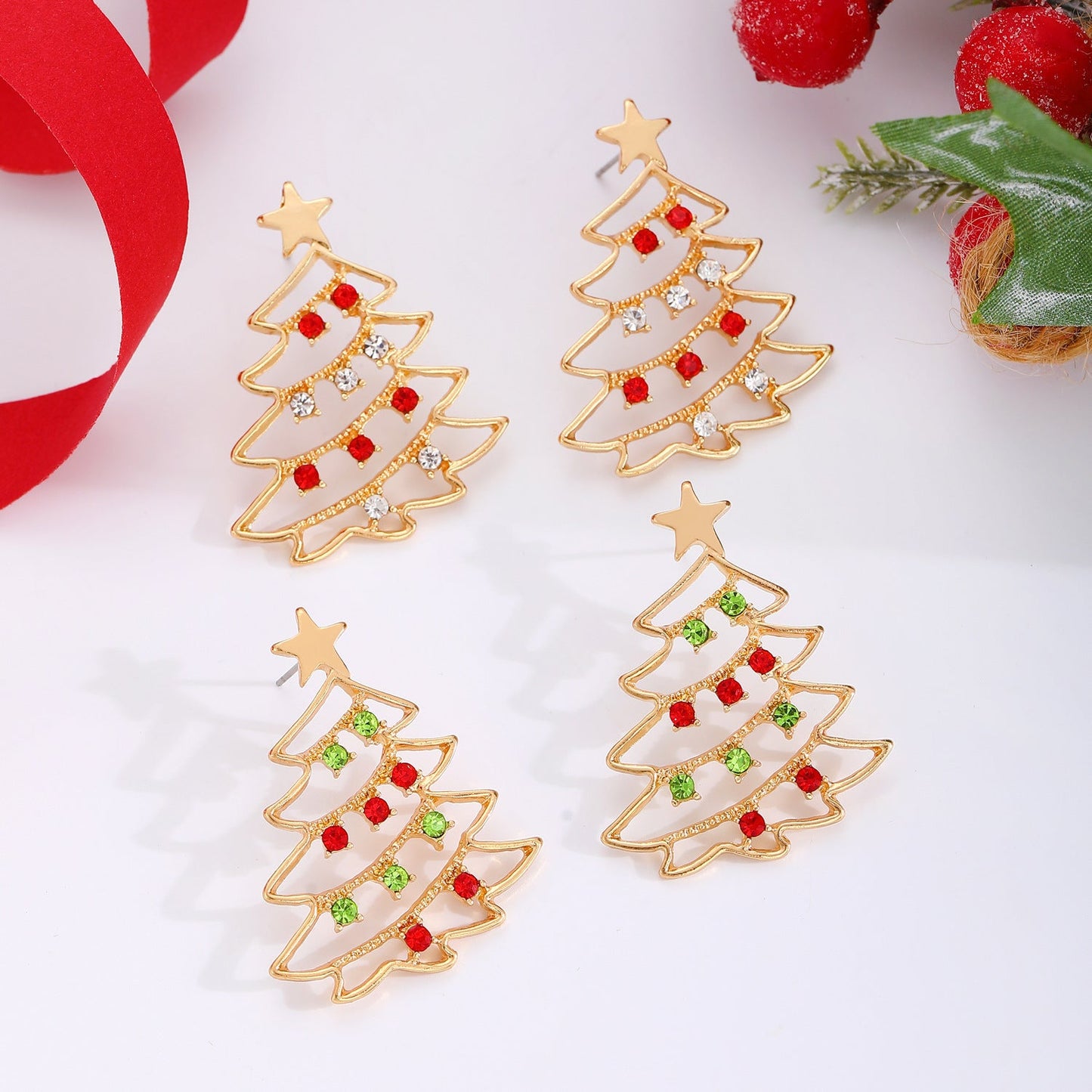 Zircon Christmas Tree Earrings