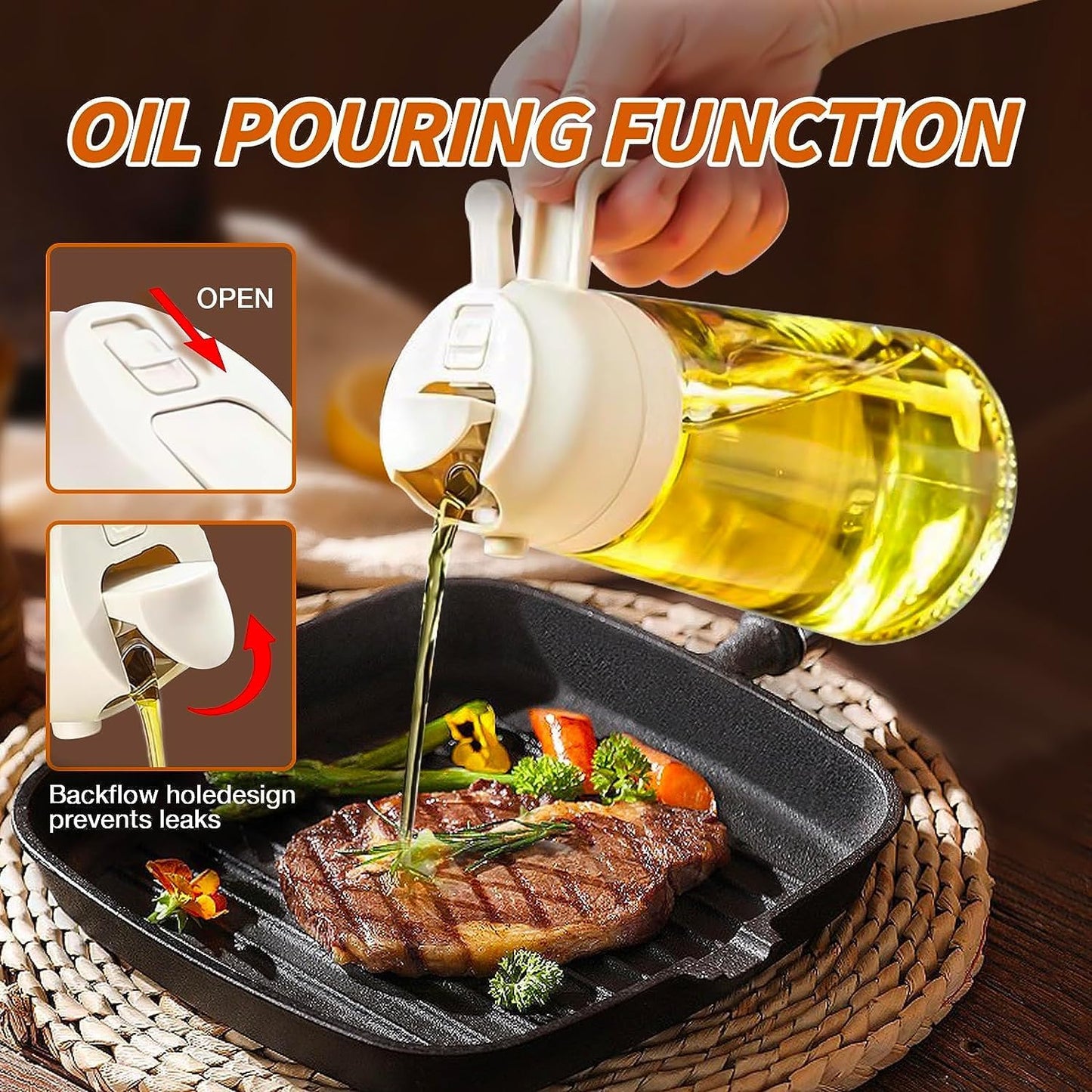 2-in-1 Oil Kettle & Spray Bottle 450ml